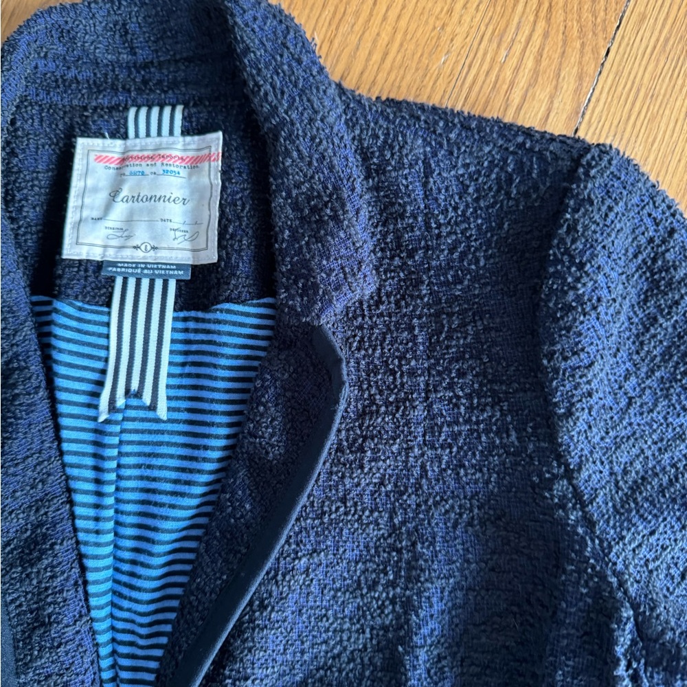 Anthropologie Navy Textured Blazer